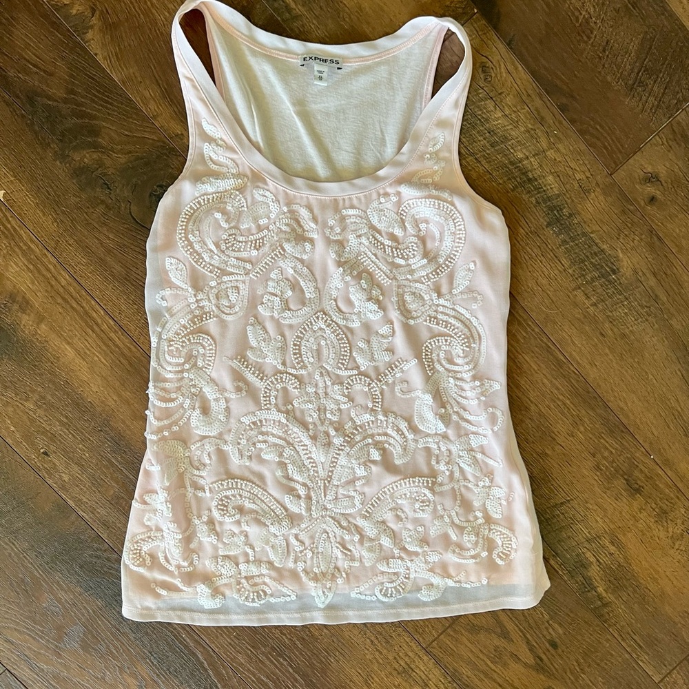 Beaded Express Tank Top - light pink/blush